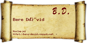 Bere Dávid névjegykártya